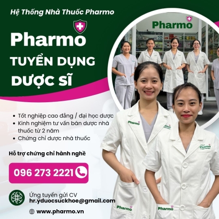 Hệ Thống Nhà Thuốc Pharmo Tuyển Dụng Dược Sĩ Tư Vấn Bán Hàng Nhà Thuốc